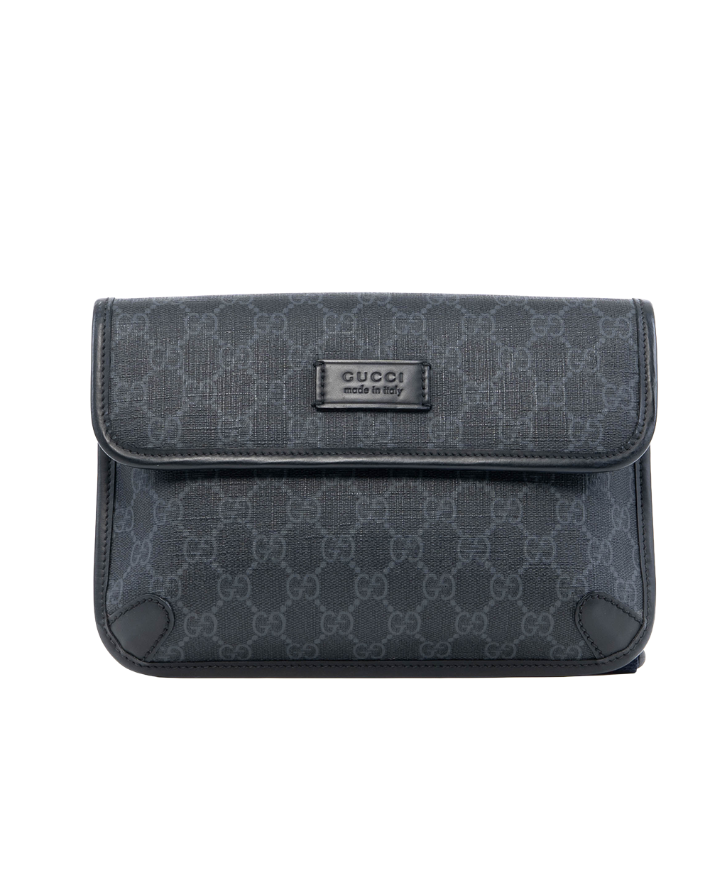 BB253446 GUCCI BELT BAG SQUARE THIN BLACK GG SUPREME MONOGRAM CANVAS SHW