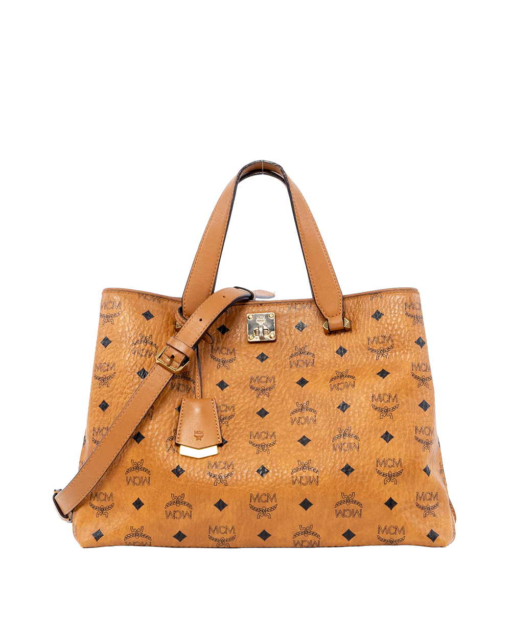 BB253530 MCM ESSENTIAL TOTE BROWN CANVAS GHW