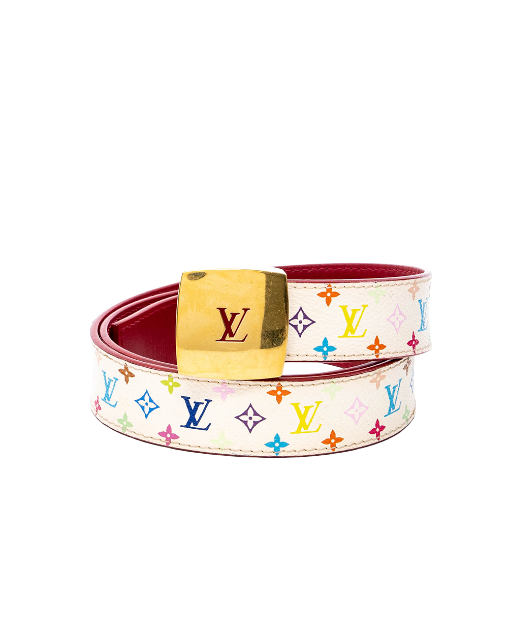 BB253532 LV X TAKASHI MURAKAMI CEINTURE BELT 85 MULTICOLOR RED MONOGRAM CANVAS GHW