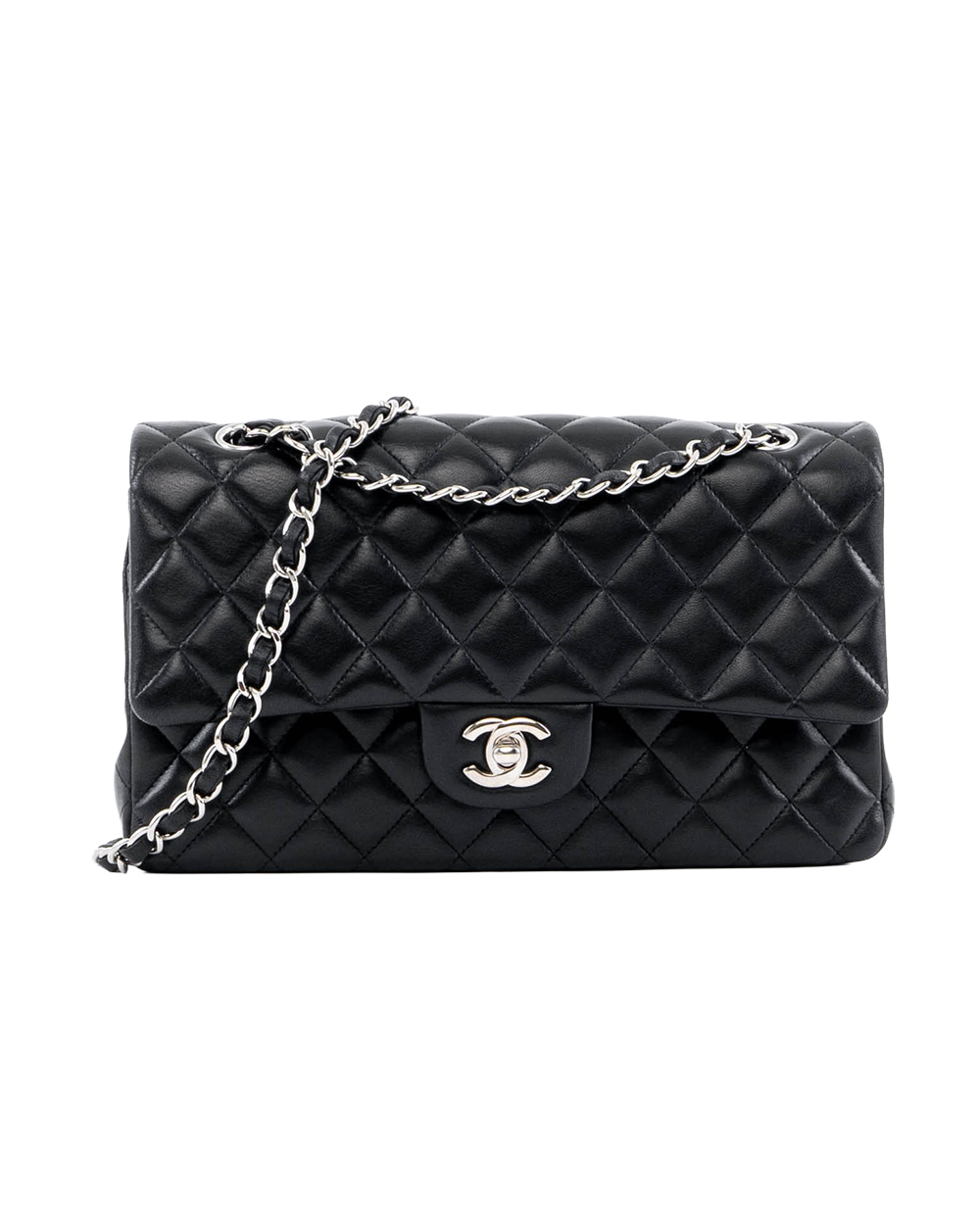 BB253541 CHANEL CLASSIC 10 BLACK LAMB SHW 19478290