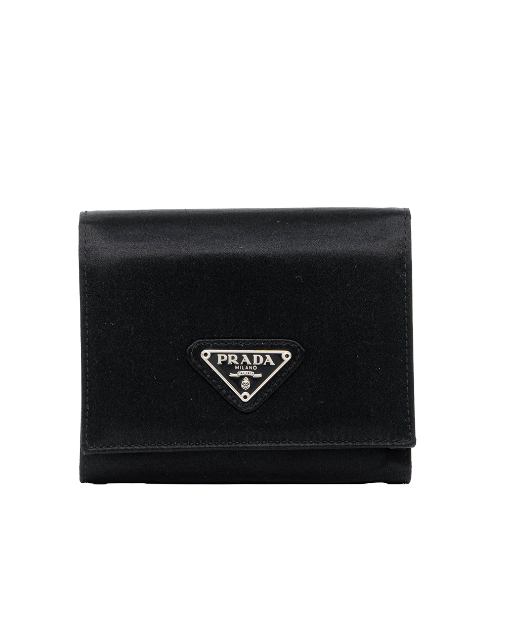 BB253542 PRADA TRI FOLD WALLET SHORT BLACK NYLON SHW