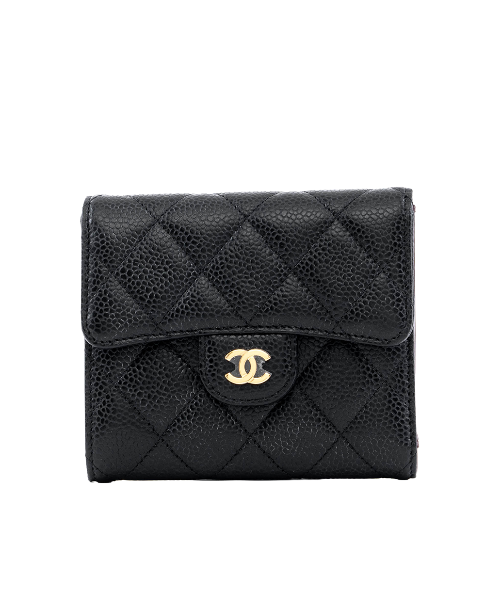 BB253548 CHANEL TRI FOLD WALLET SHORT BLACK CAVIAR GHW 30257545