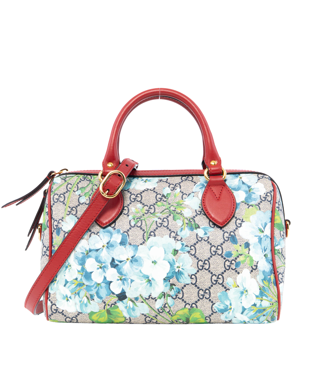 BB253550 GUCCI BLOOMS BOSTON SMALL BROWN RED BLUE GG SUPREME MONOGRAM CANVAS GHW 546314 585795