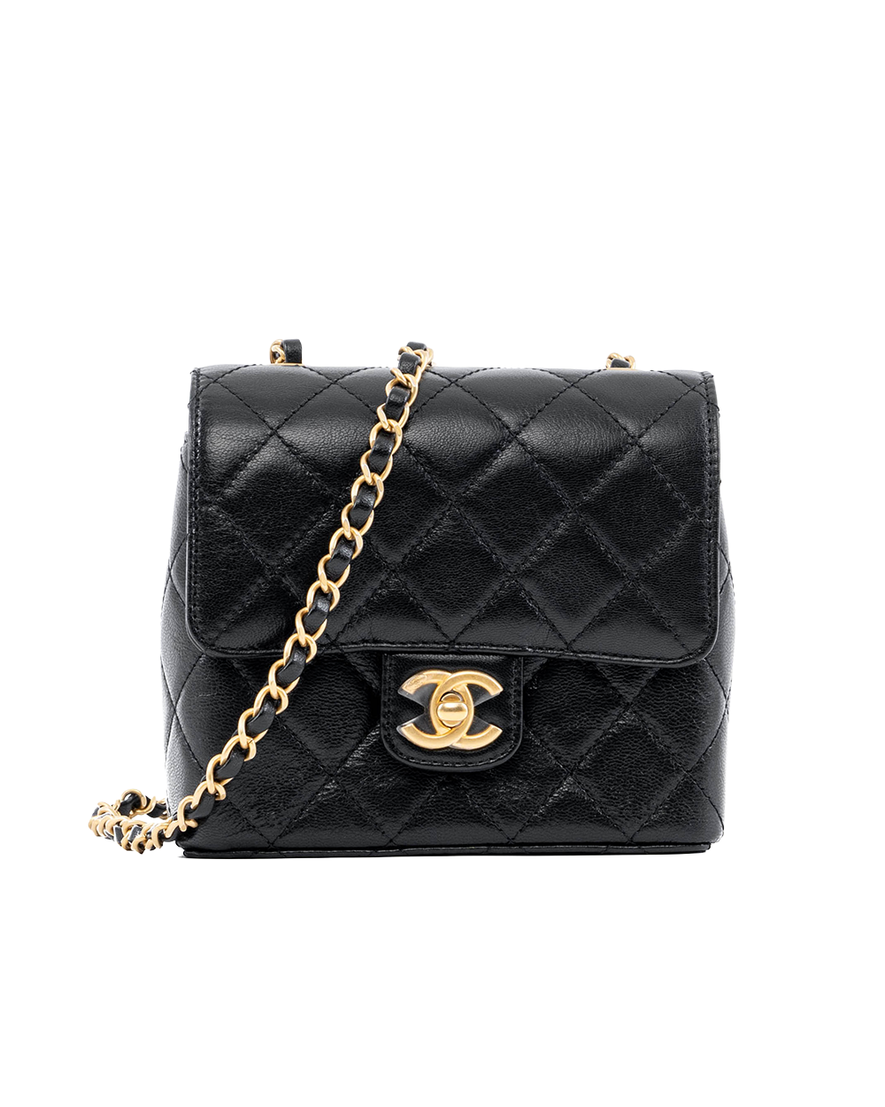 BB253575 CHANEL CLASSIC FLAP 7 BLACK LAMB GHW G4C47L73