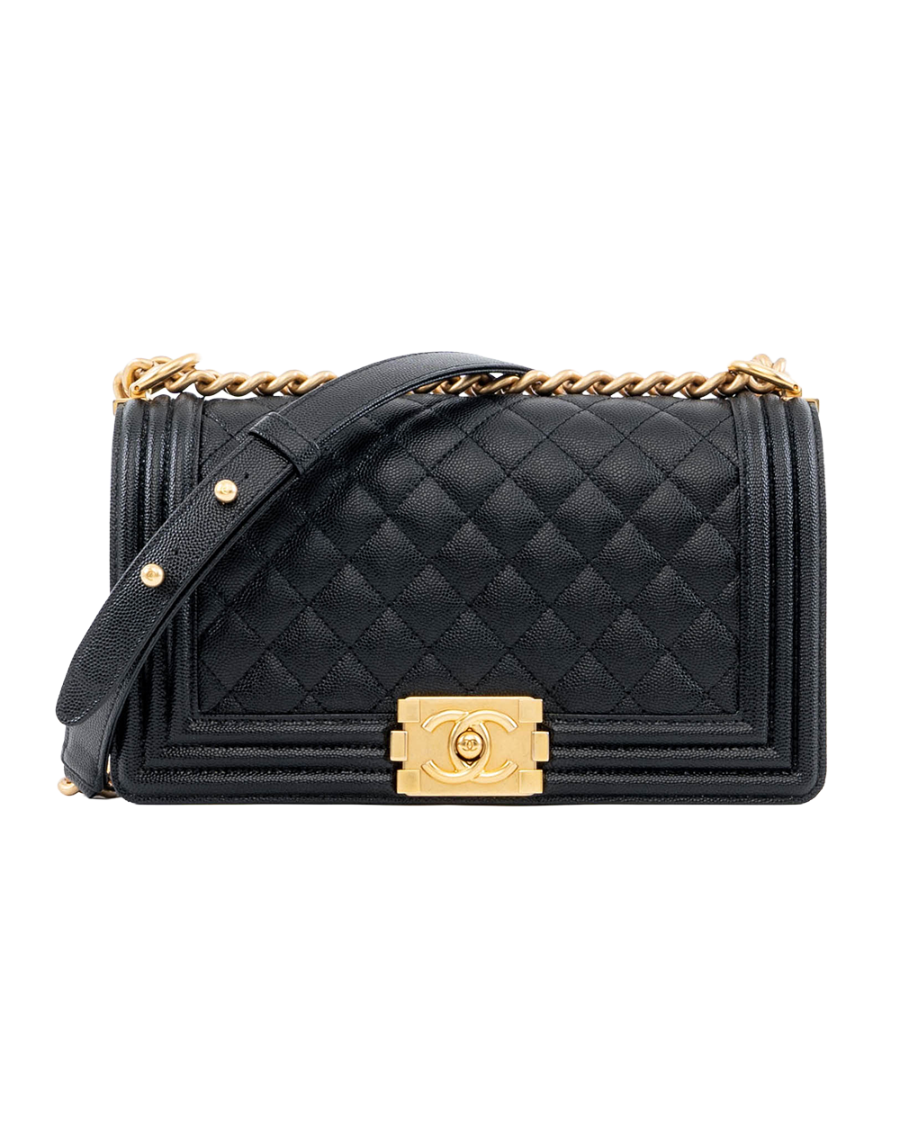 BB253589 CHANEL BOY 10 BLACK CAVIAR GHW UH873CX2