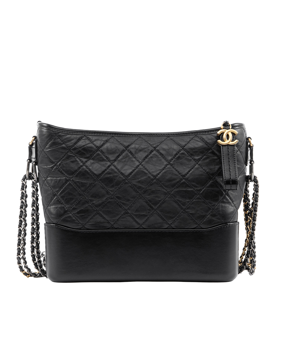 BB253594 CHANEL GABRIELLE MEDIUM BLACK LAMB GHW SHW 28737862
