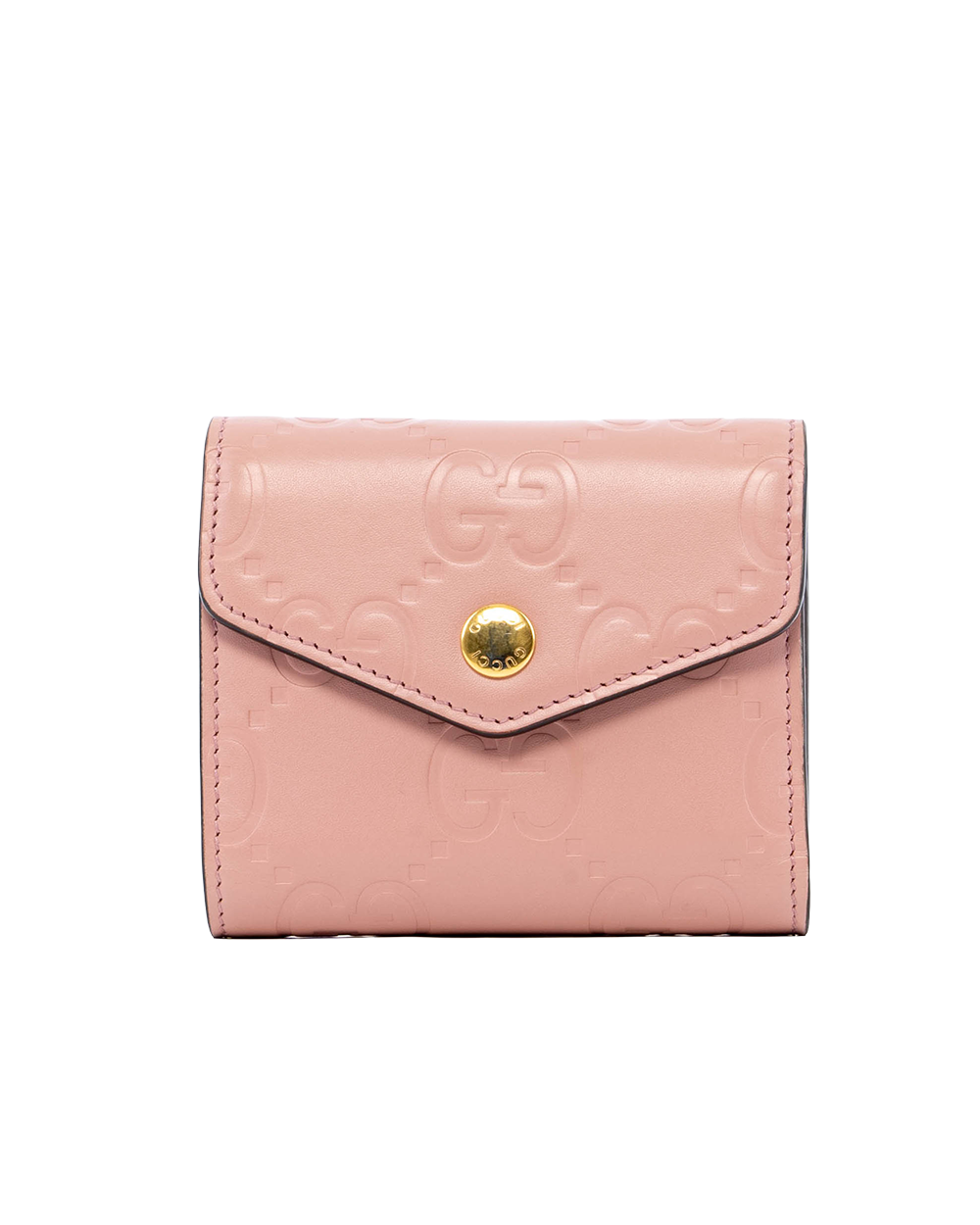 BB253623 GUCCI TRI FOLD WALLET SHORT PINK CALF GHW 772793 2067