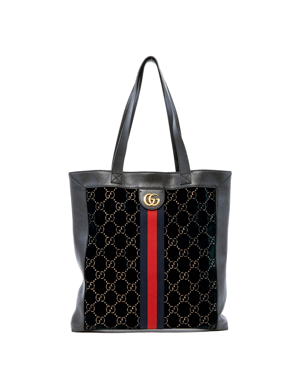 BB253648 GUCCI OPHIDIA TOTE LARGE BLACK RED BLUE CALF AND VELVET GHW 523781 493075