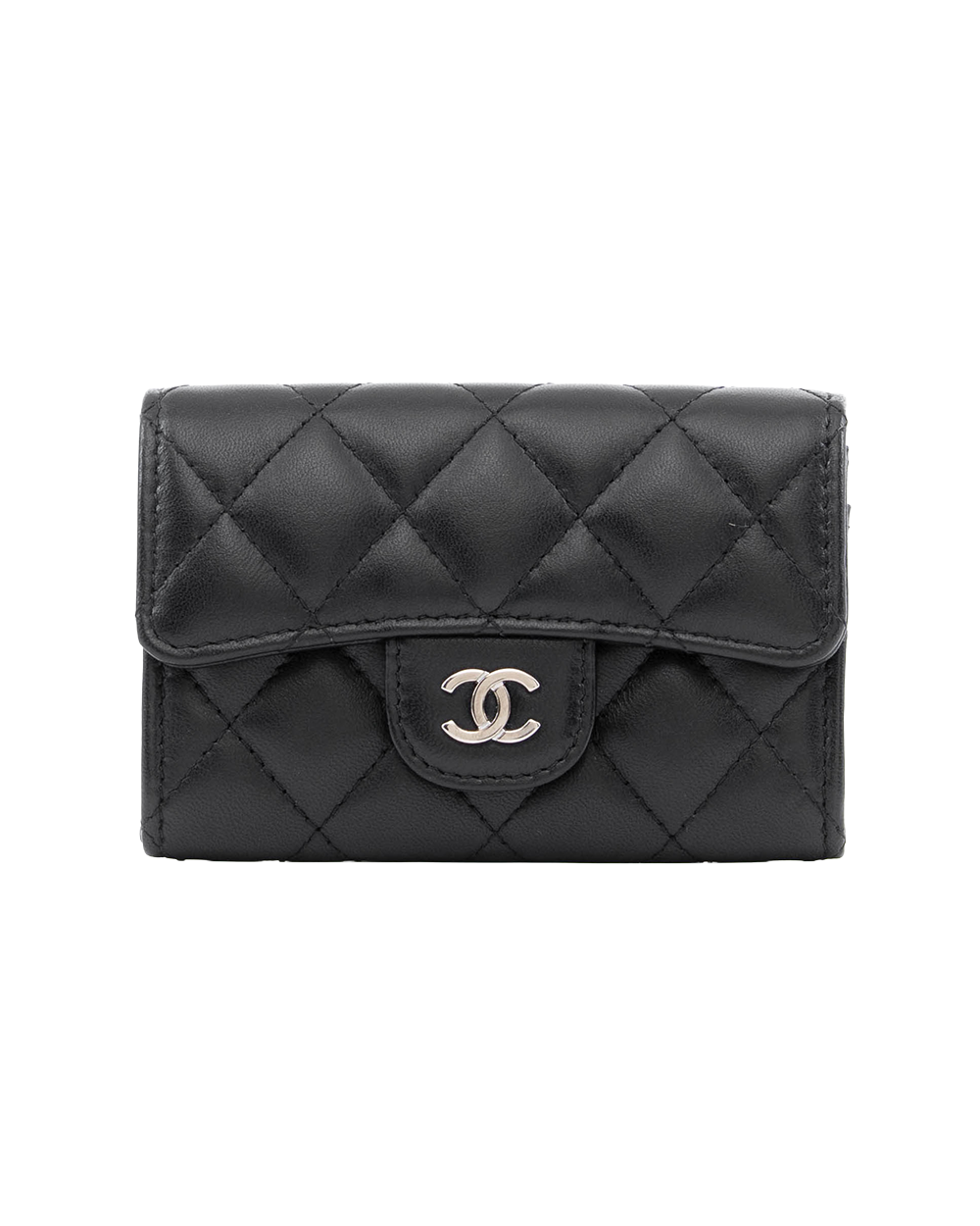 BB253738 CHANEL CARD HOLDER SHORT BLACK LAMB GHW 28664165