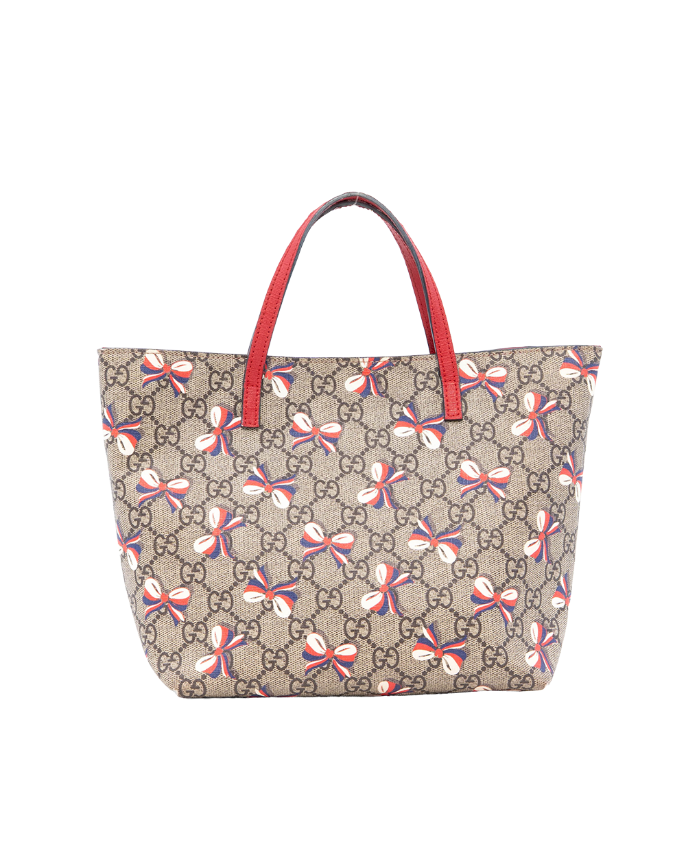 BB253753 GUCCI KID S TOTE RIBBON BROWN RED GG MONOGRAM CANVAS SHW 430832 204991