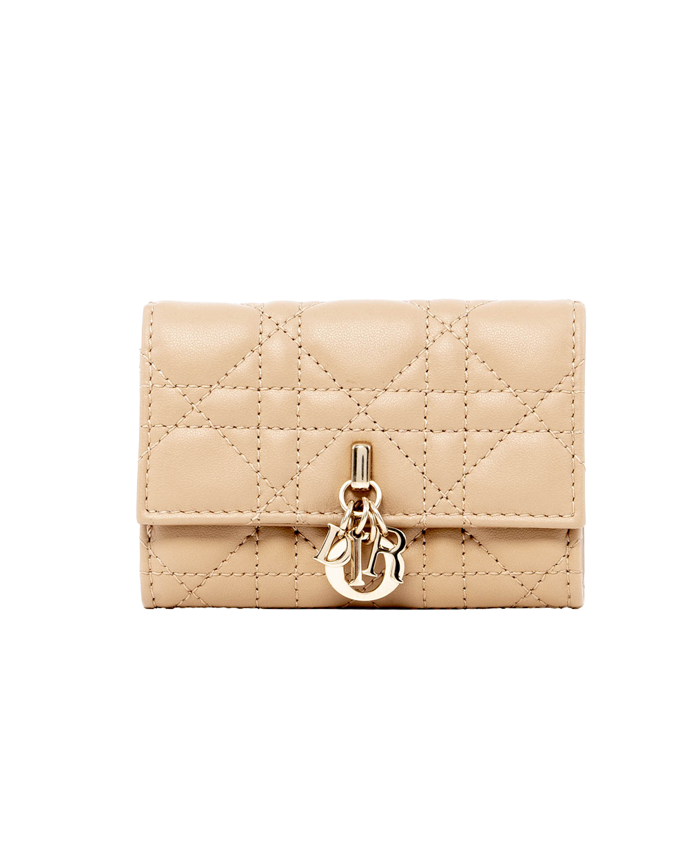 BB253784 DIOR GLYCINE WALLET SHORT BEIGE LAMB SHW 47 MA 0293