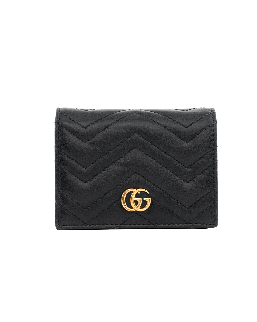 BB253839 GUCCI MARMONT BI FOLD SHORT BLACK CALF GHW 466492 2067