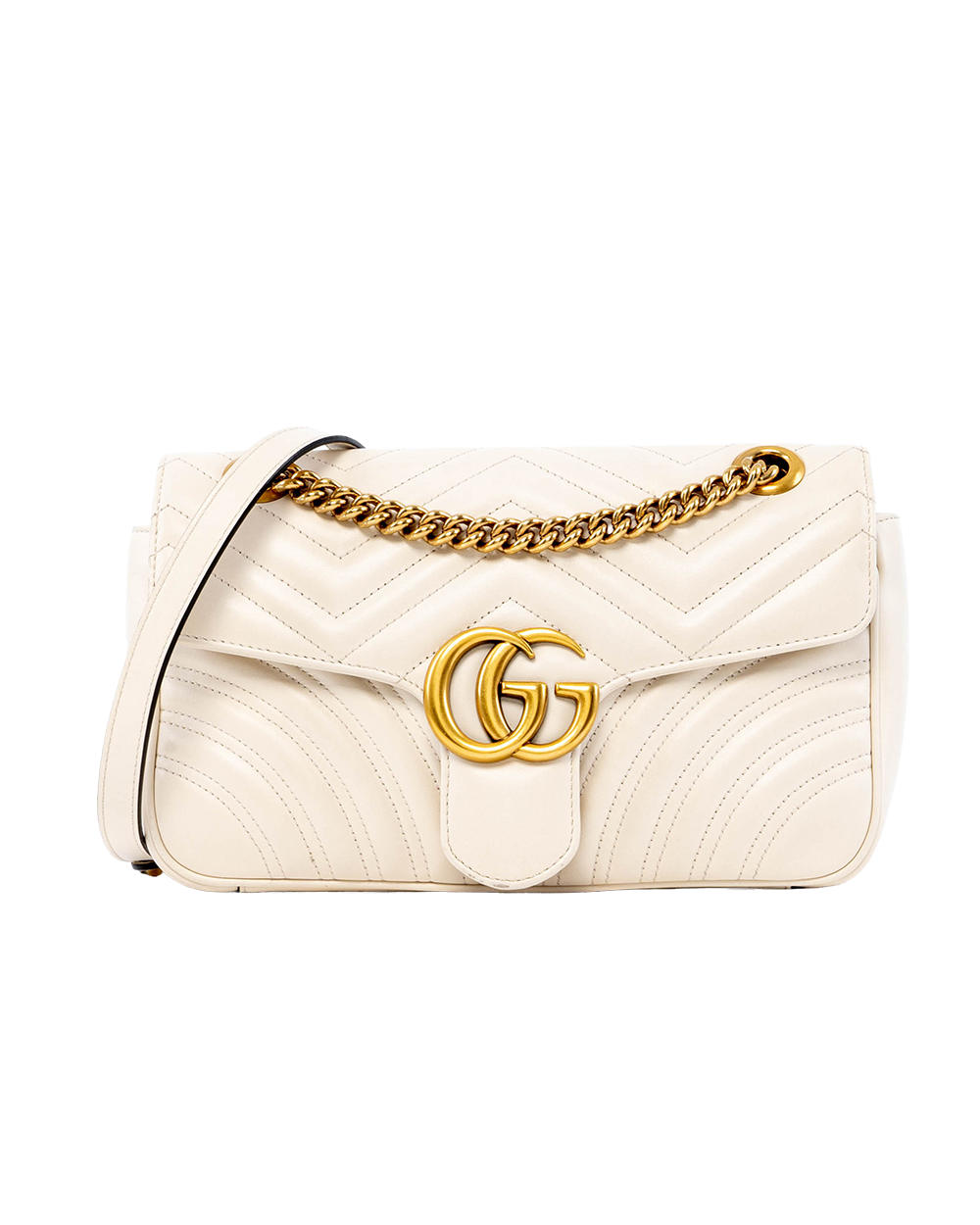 BB253844 GUCCI MARMONT 26 WHITE CALF GHW 443497 493075