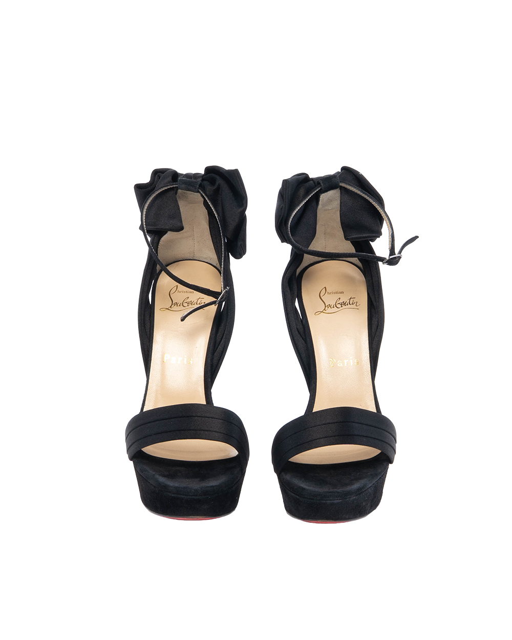 BB253862 CHRISTIAN VAMPANODO SATIN SANDALS 37 BLACK SATIN