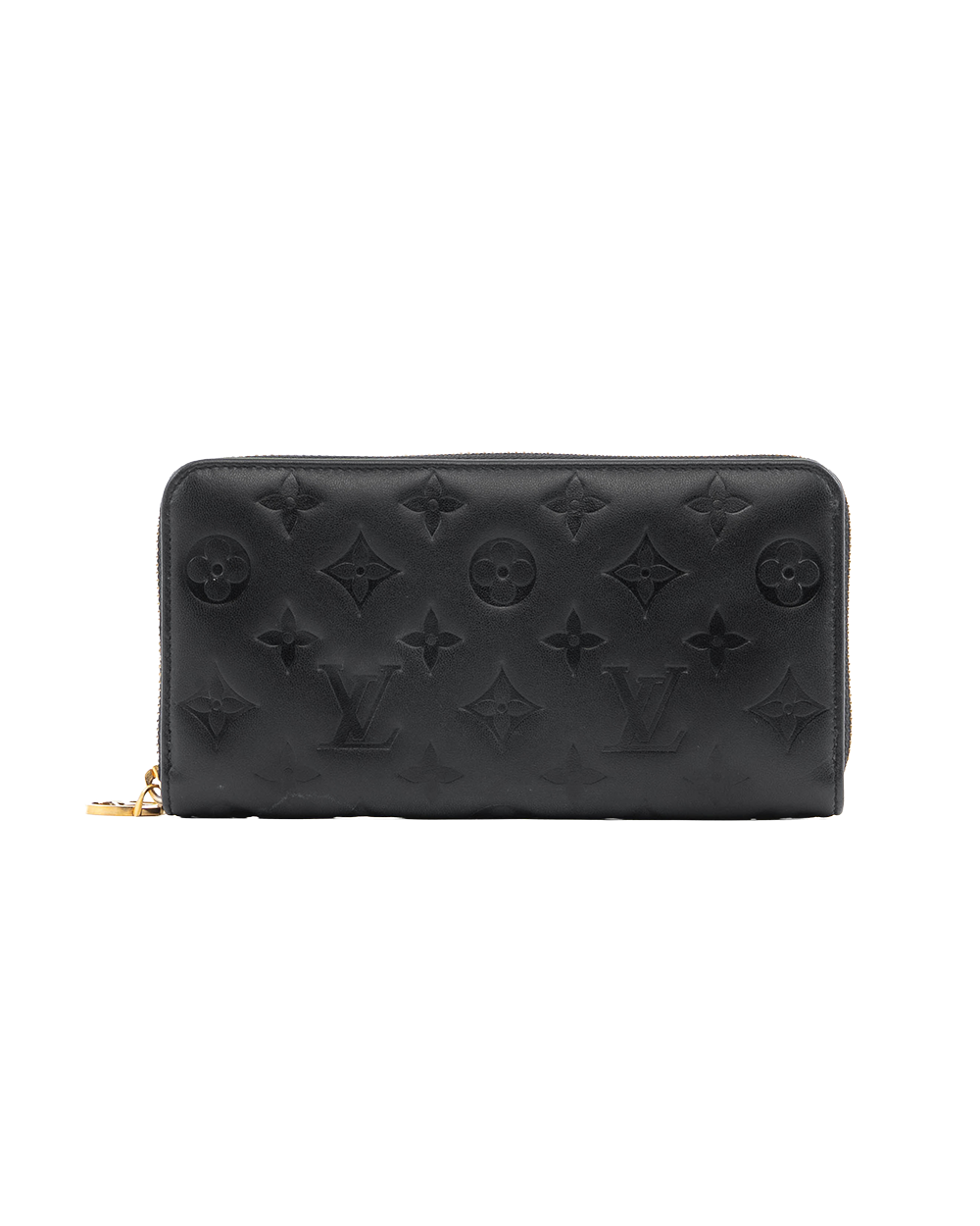 BB253900 LV ZIPPING WALLET LONG BLACK GIANT MONOGRAM CALF GHW MICROCHIP