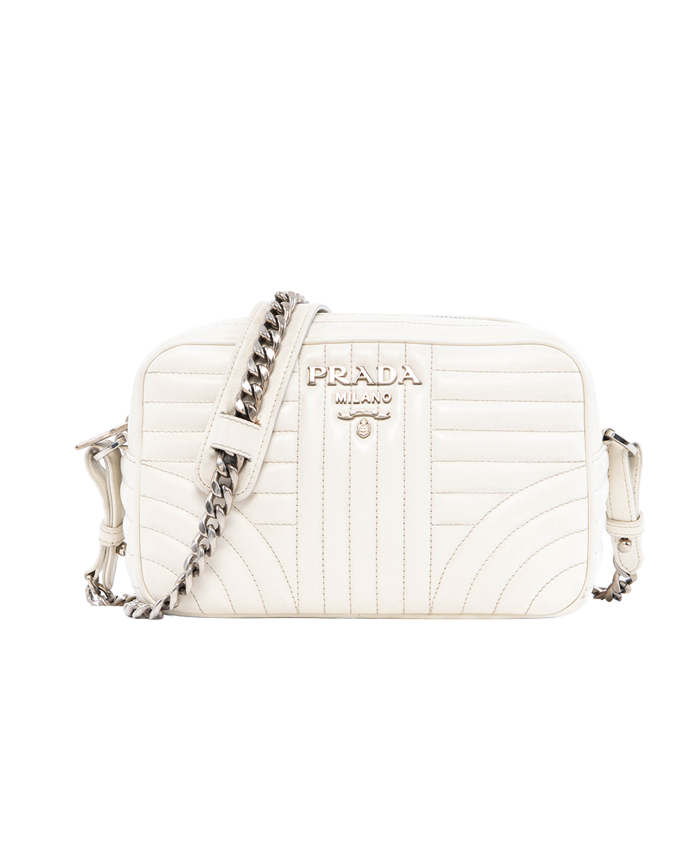 BB253910 PRADA BANDOLIERA WHITE CALF SHW