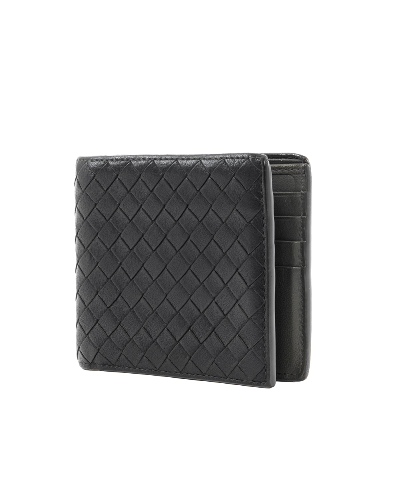 BOTTEGA 8 CARD WALLET SHORT BLACK CALF B05425922D 7206