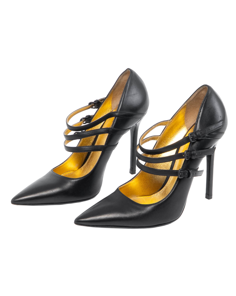 BOTTEGA HIGH HEEL 39 BLACK LEATHER BHW25 2209