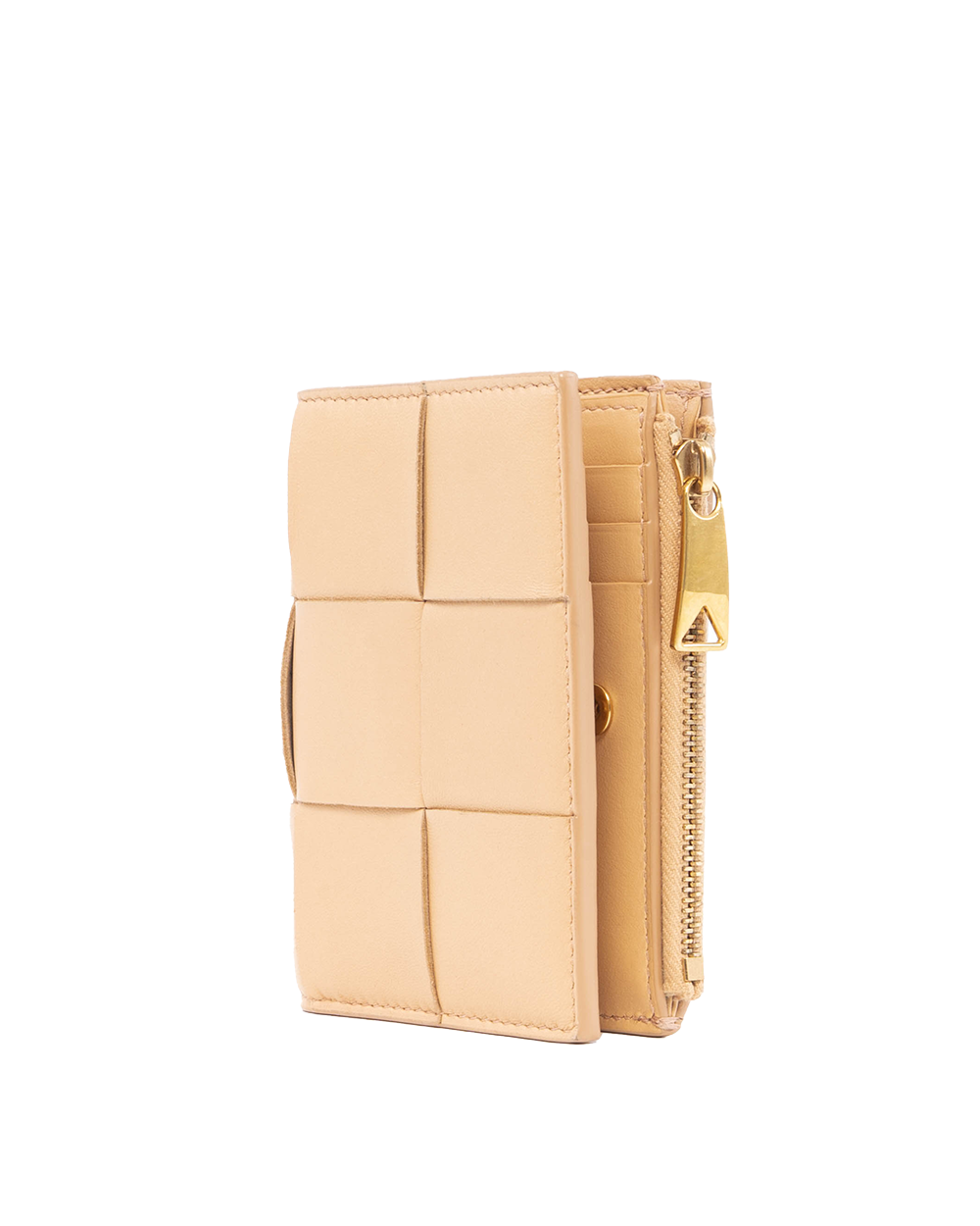 BOTTEGA INTRECCIATO ZIPPY WALLET SHORT BEIGE CALF GHW P022178934 01530