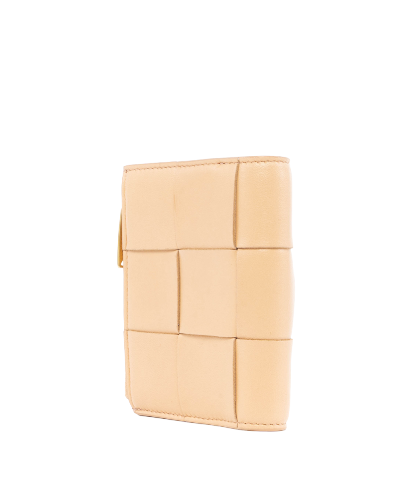 BOTTEGA INTRECCIATO ZIPPY WALLET SHORT BEIGE CALF GHW P022178934 01531