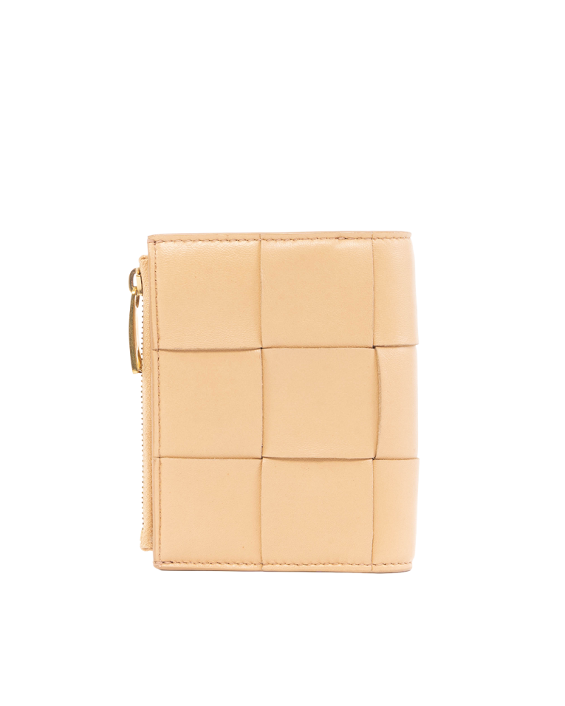 BOTTEGA INTRECCIATO ZIPPY WALLET SHORT BEIGE CALF GHW P022178934 01532