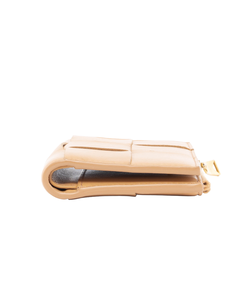 BOTTEGA INTRECCIATO ZIPPY WALLET SHORT BEIGE CALF GHW P022178934 01533