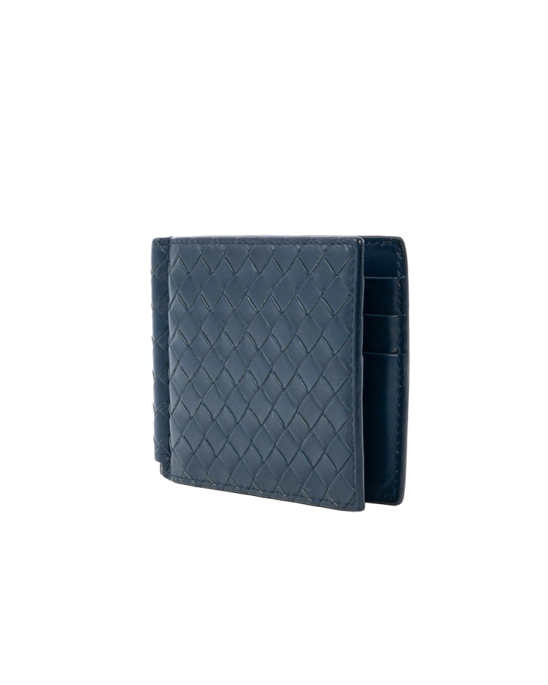 BOTTEGA MONEY CLIP SHORT BLUE NAVY CALF S01186481R 3471