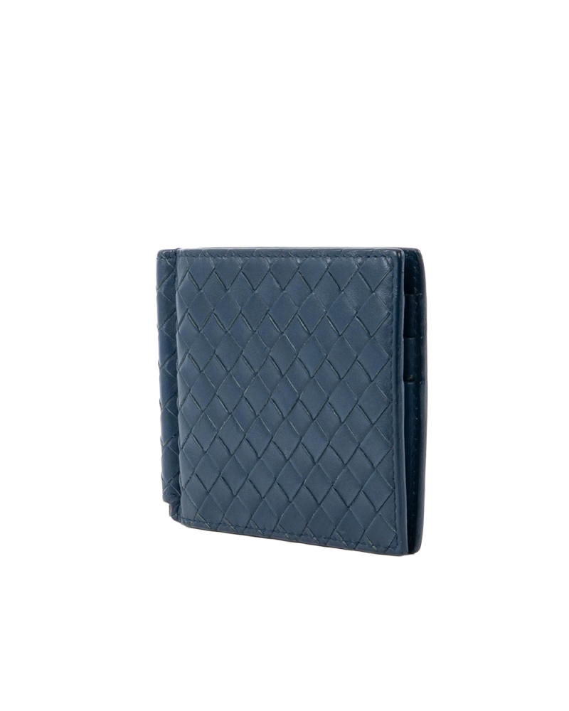BOTTEGA MONEY CLIP SHORT BLUE NAVY CALF S01186481R 7241