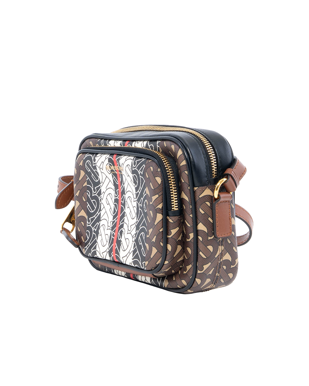 BURBERRY SHOULDER BAG MINI BROWN WHITE RED BLACK BB MONOGRAM GHW YCORD117CAL 0169
