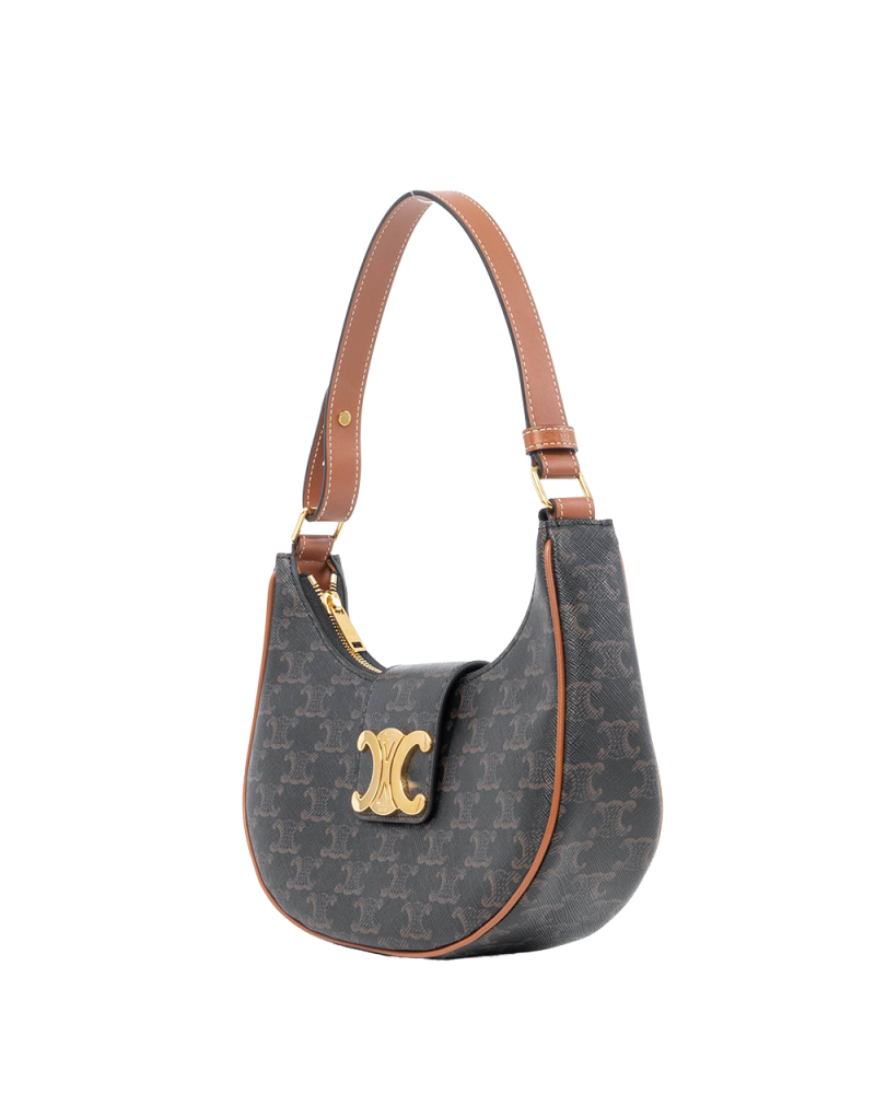 CELINE AVA TRIOMPHE MEDIUM BROWN TAN CANVAS GHW F GA 2293 F AT 2283 3090