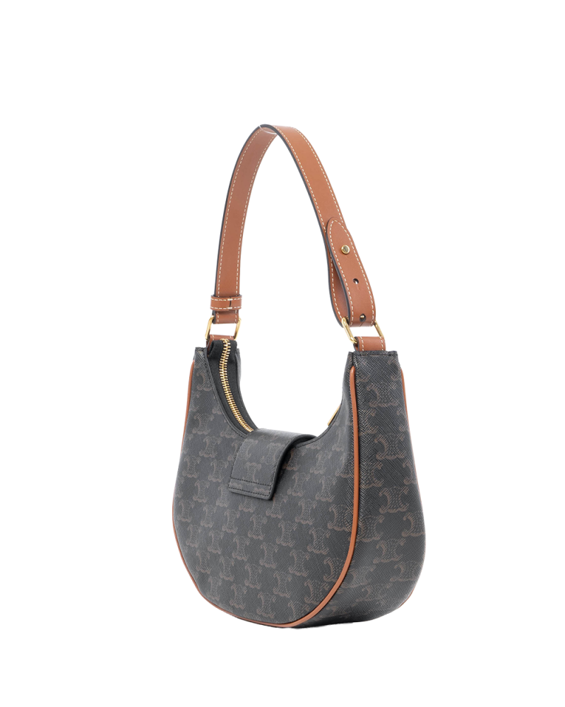 CELINE AVA TRIOMPHE MEDIUM BROWN TAN CANVAS GHW F GA 2293 F AT 2283 3091