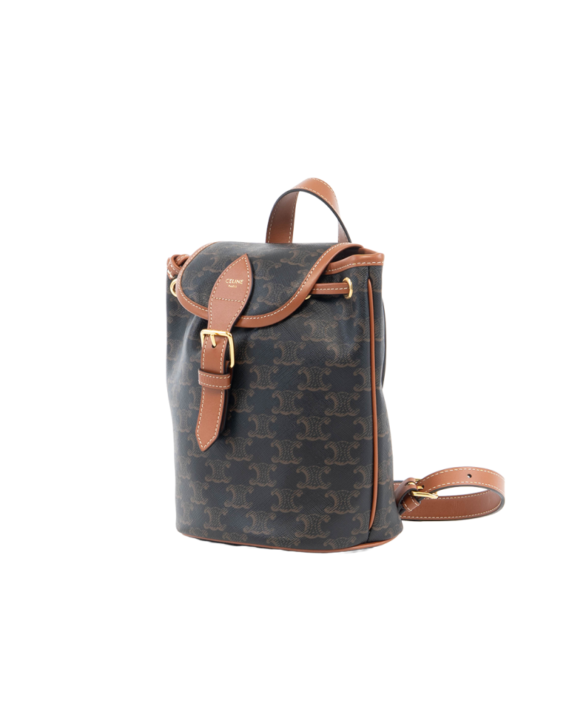 CELINE BACKPACK FOLCO MINI BROWN CANVAS GHW U SL 1214 U AT 1204 5281