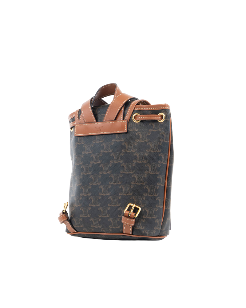 CELINE BACKPACK FOLCO MINI BROWN CANVAS GHW U SL 1214 U AT 1204 5282