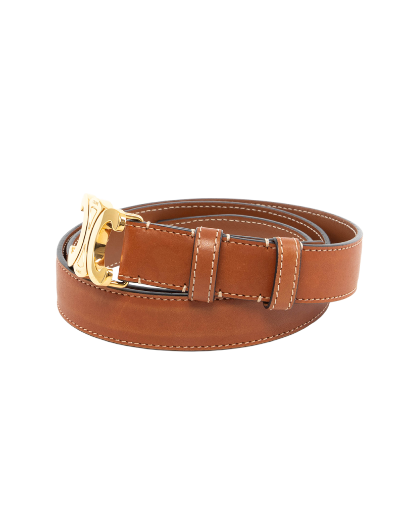 CELINE BELT 2.5 CM 80 BROWN CALF GHW F LM 2262 0597
