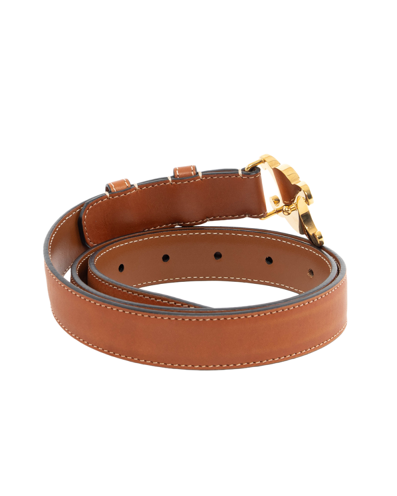 CELINE BELT 2.5 CM 80 BROWN CALF GHW F LM 2262 0598