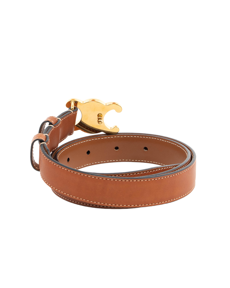 CELINE BELT 2.5 CM 80 BROWN CALF GHW F LM 2262 0599