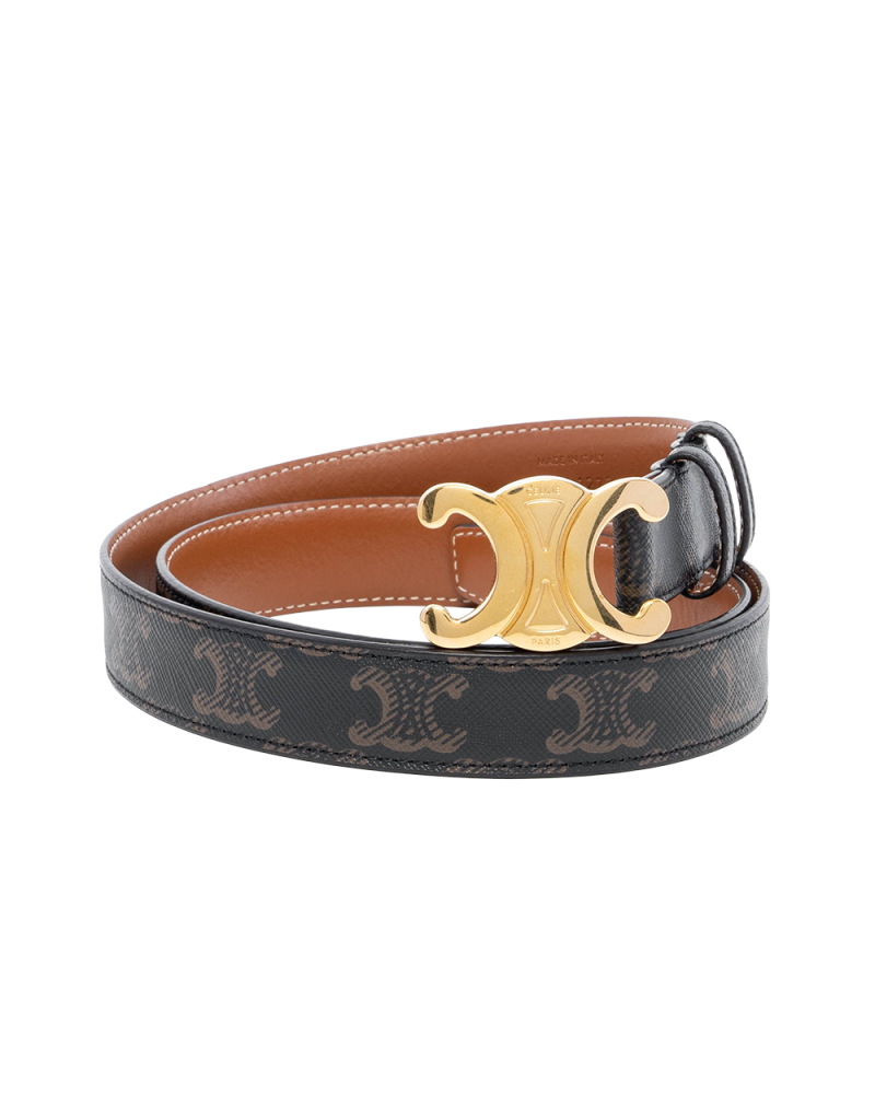 CELINE BELT 2.5 CM 85 BROWN TAN CALF GHW F NE 1273 01454