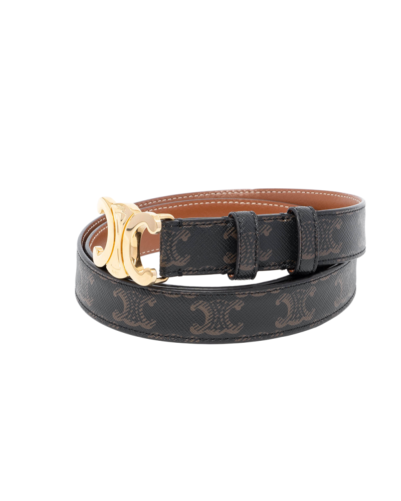 CELINE BELT 2.5 CM 85 BROWN TAN CALF GHW F NE 1273 01455