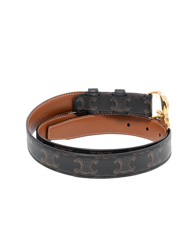 CELINE BELT 2.5 CM 85 BROWN TAN CALF GHW F NE 1273 01456
