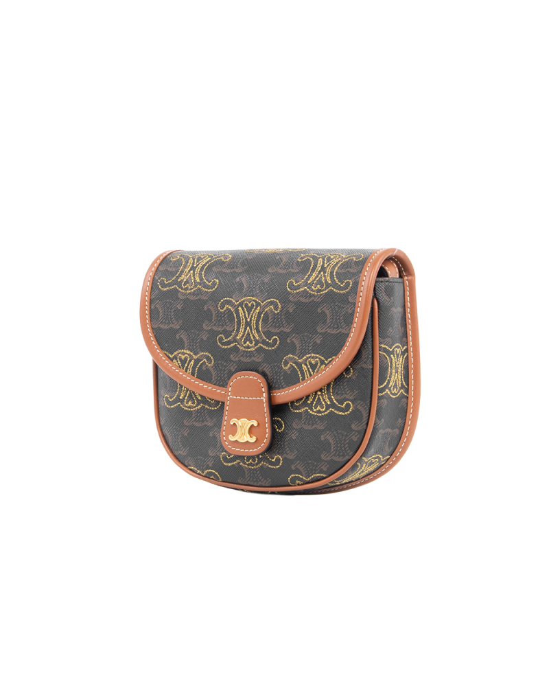 CELINE BESACE TRIOMPHE MINI BROWN MONOGRAM CANVAS GHW FCU 0282 5454
