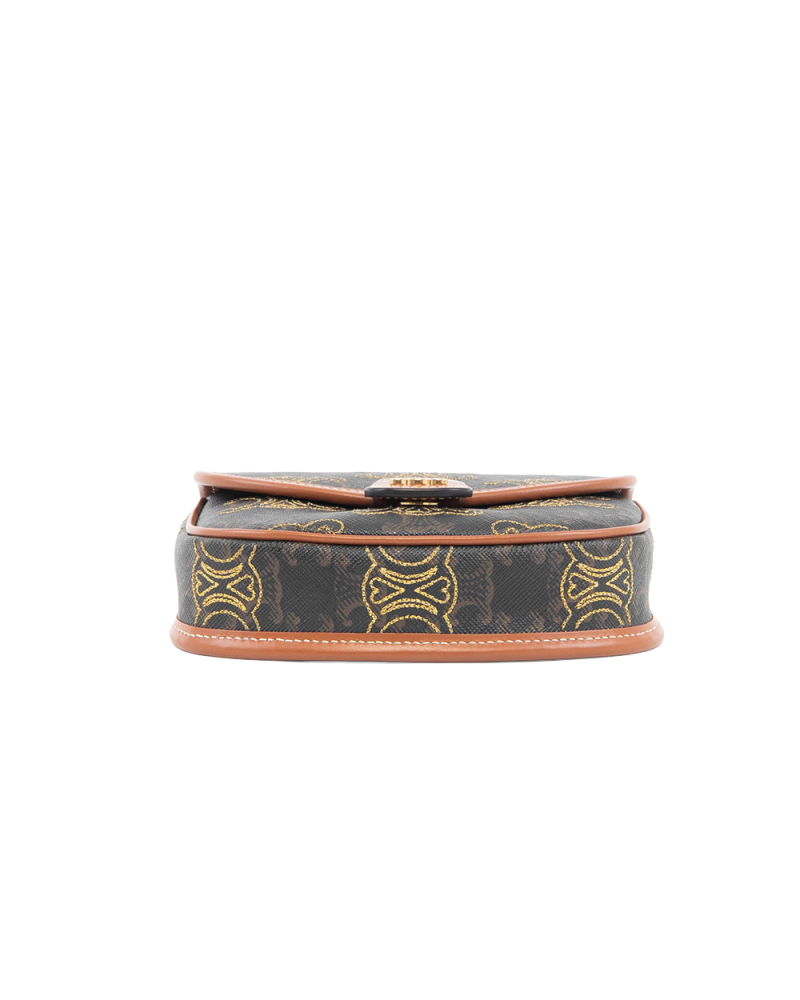 CELINE BESACE TRIOMPHE MINI BROWN MONOGRAM CANVAS GHW FCU 0282 5460