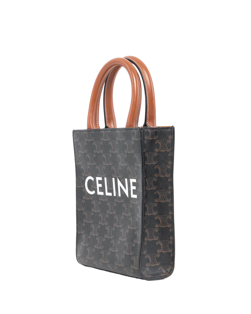 CELINE CABAS VERTICAL MINI BROWN TAN CANVAS GHW 3076