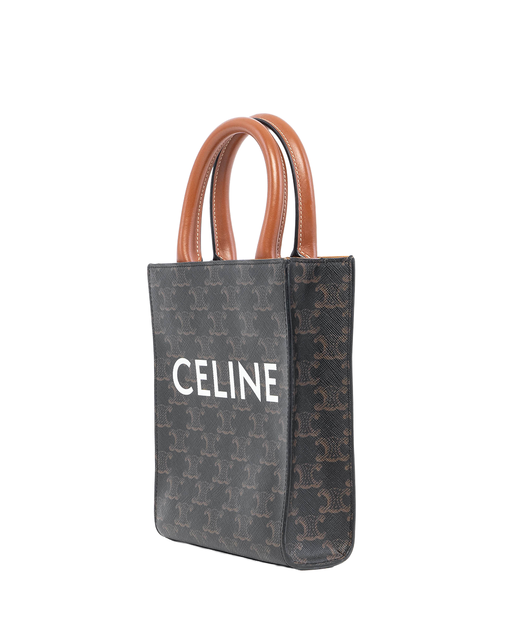 CELINE CABAS VERTICAL MINI BROWN TAN CANVAS GHW 3076