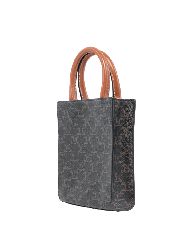 CELINE CABAS VERTICAL MINI BROWN TAN CANVAS GHW 3077