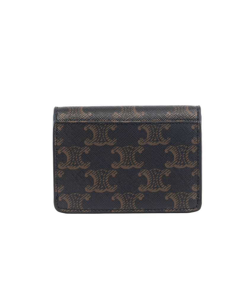 CELINE CARD HOLDER WITH FLAP SHORT BROWN MONOGRAM CANVAS GHW S LE 4212 5481