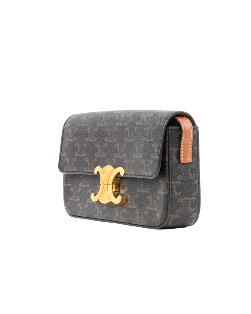 CELINE CLAUDE TRIOMPHE BROWN TAN CANVAS GHW 6209