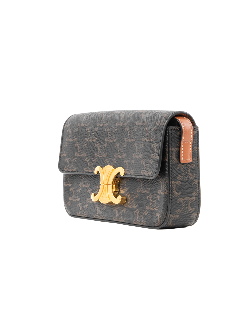 CELINE CLAUDE TRIOMPHE BROWN TAN CANVAS GHW 6209