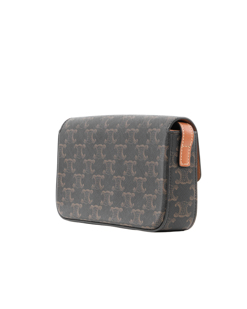 CELINE CLAUDE TRIOMPHE BROWN TAN CANVAS GHW 6210