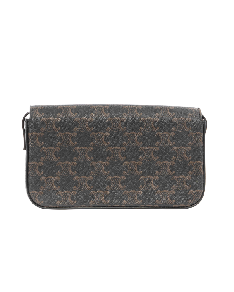 CELINE CLAUDE TRIOMPHE BROWN TAN CANVAS GHW 6211