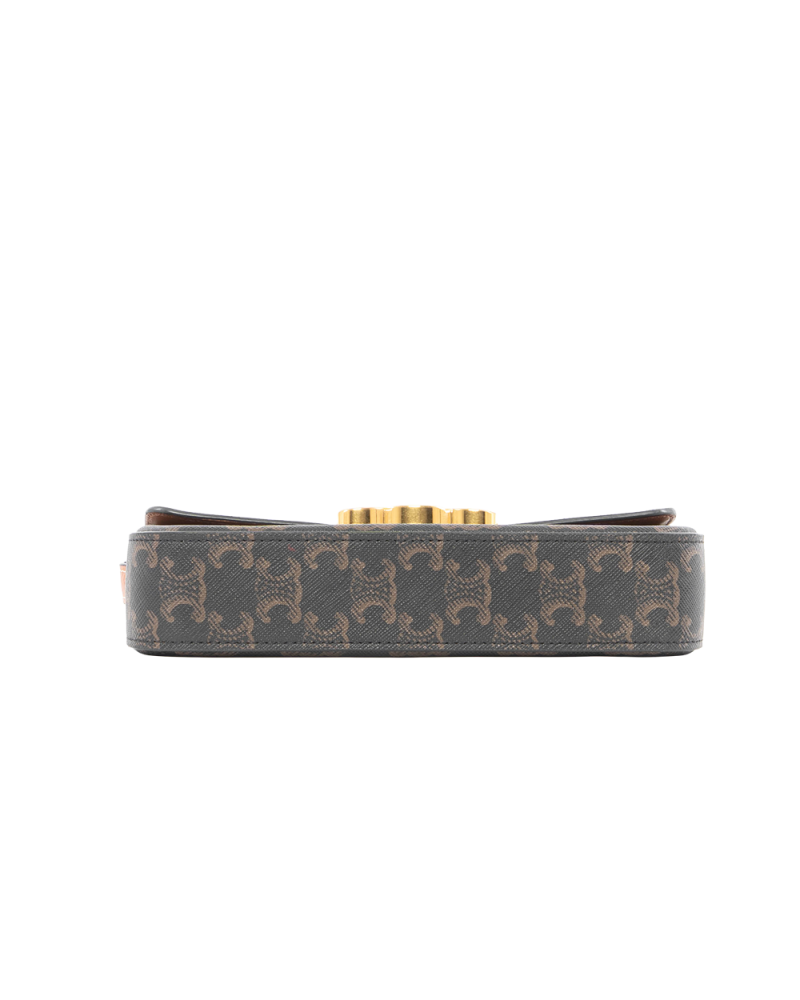 CELINE CLAUDE TRIOMPHE BROWN TAN CANVAS GHW 6212